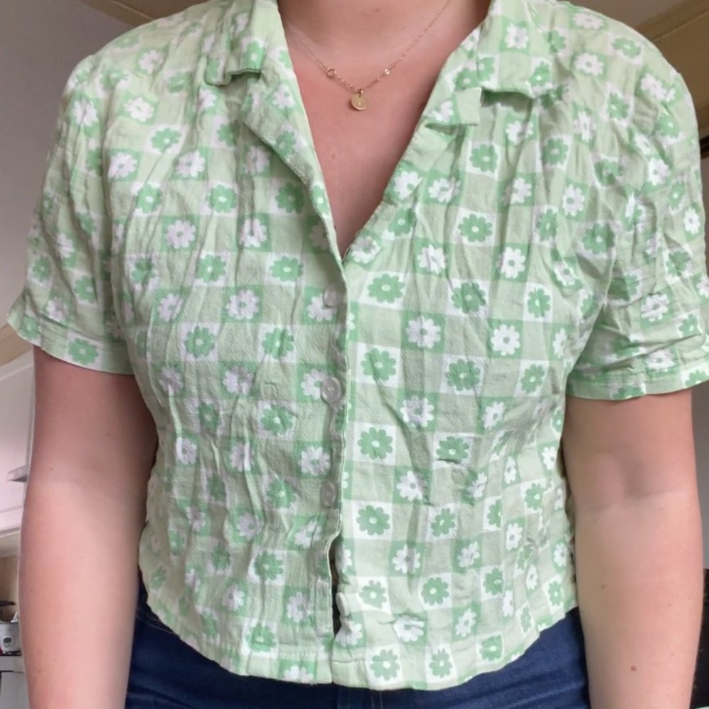 Button Up Short Sleeve Shirt with Floral Patterns